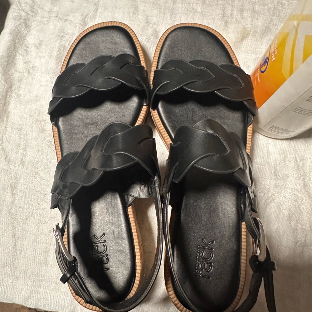 Black Braided Leather Sandals